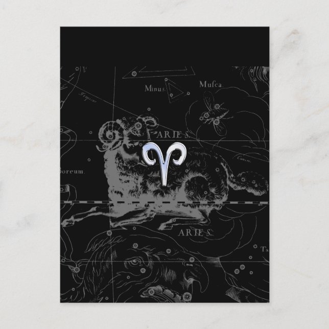 Krom som Väduren Zodiak symbol på Hevelius 1690 Vykort (Framsida)