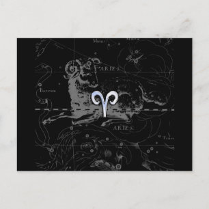 Krom som Väduren Zodiak Symbol på Hevelius 1690 Vykort