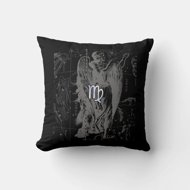 Krom som Våg Zodiac Sign på Black Hevelius Kudde (Framsida)