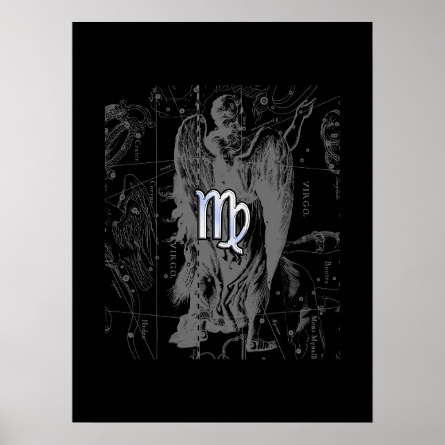 Krom som Våg Zodiac Sign på Black Hevelius Poster (Framsidan)