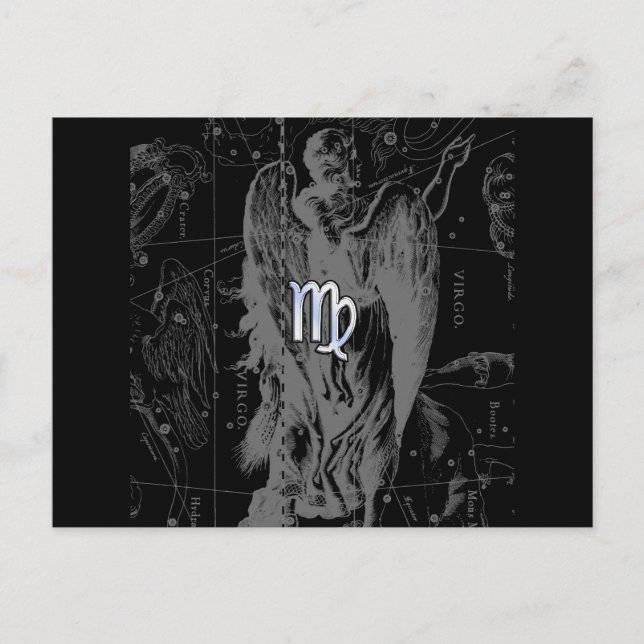 Krom som Våg Zodiac Sign på Hevelius i Black Vykort (Framsida)