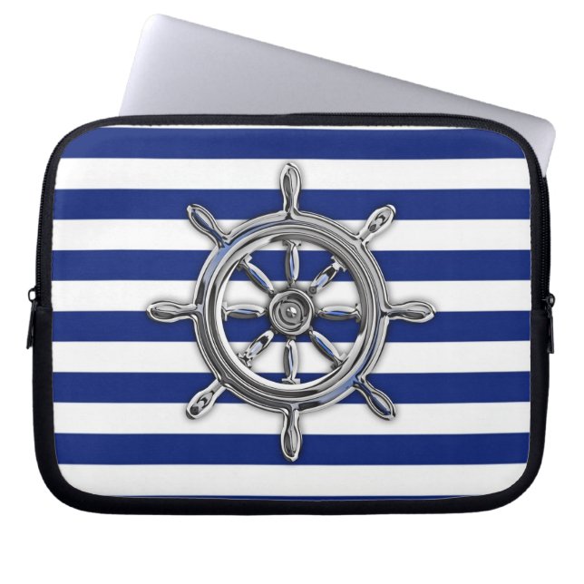 Krom som Wheel på marint Rand Laptop Sleeve (Framsidan)