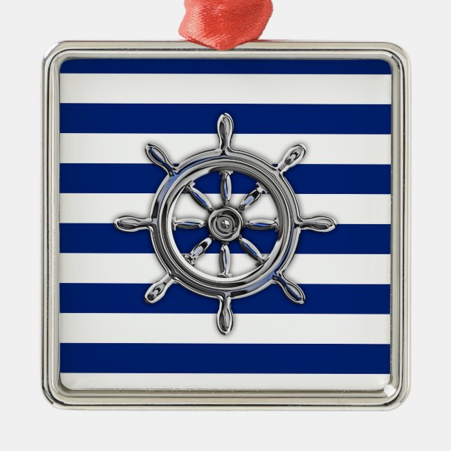 Krom som Wheel på Nautical Rand Julgransprydnad Metall (Framsidan)