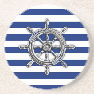 Krom som Wheel på Nautical Rand Underlägg