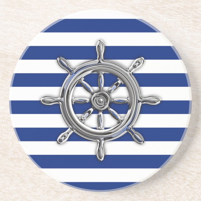 Krom som Wheel på Nautical Rand Underlägg (Framsidan)