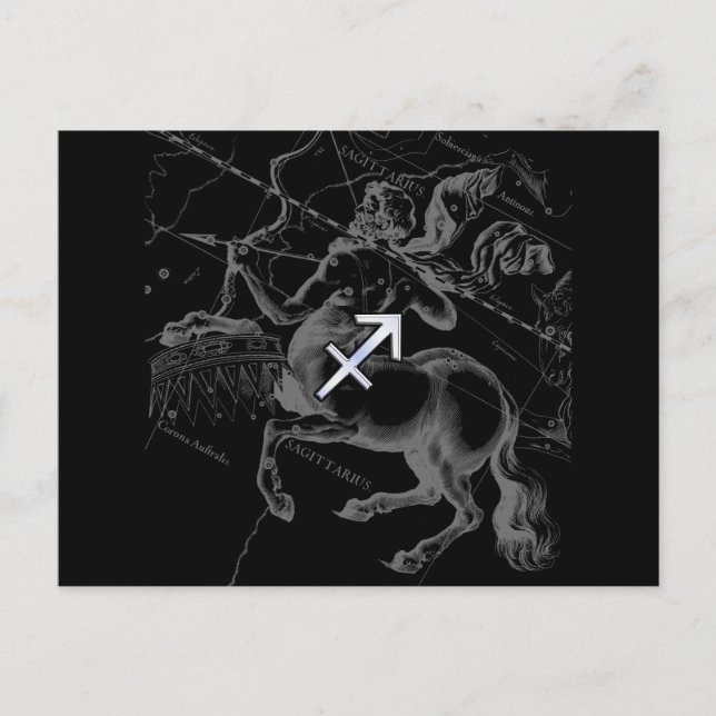 Krom Stil Skytten Zodiakus tecken på Hevelius Vykort (Framsida)