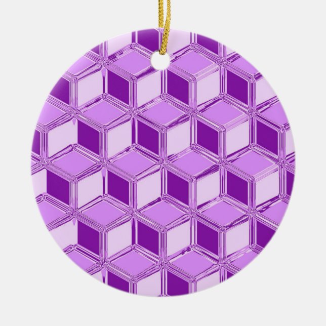 Kromade 3D-rutor - violett lila Julgransprydnad Keramik (Framsidan)