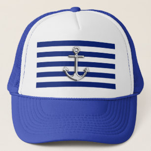 Kromankare på utskriften Nautical Navy Blue Rand Keps