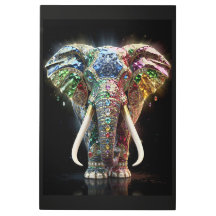 Kromatisk Elefant Väggkonst | Vibrant Geometrisk E