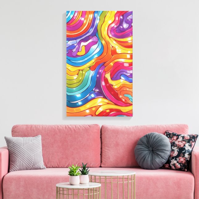 Kromatisk flödesfärgad väggkonst av abstrakt canvastryck (Insitu (Vardagsrum))