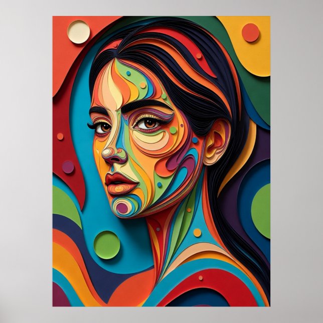 Kromatisk Grace Modern Pappersklippt Porträtt Poster (Framsidan)