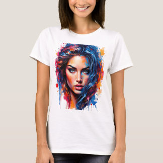 Kromatisk manus - Neon Stänk Porträtt T Shirt