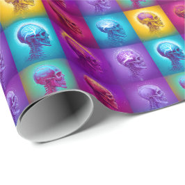 Kromatiska Döda Skallar - Psykedelisk Neon Mönster Presentpapper