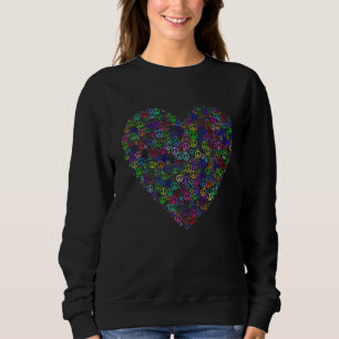 Kromatiska färgstarka Hearts Kärlek Peace Prismati T Shirt