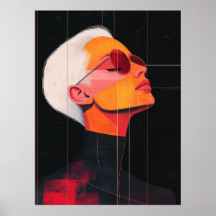 Kromatiska konturer — Modern kvinna porträtt Poster
