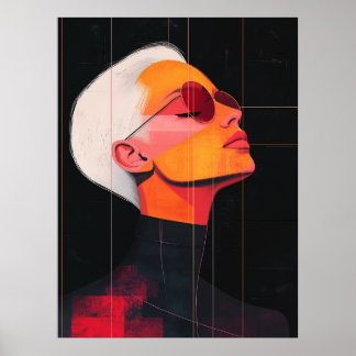 Kromatiska konturer — Modern kvinna porträtt Poster