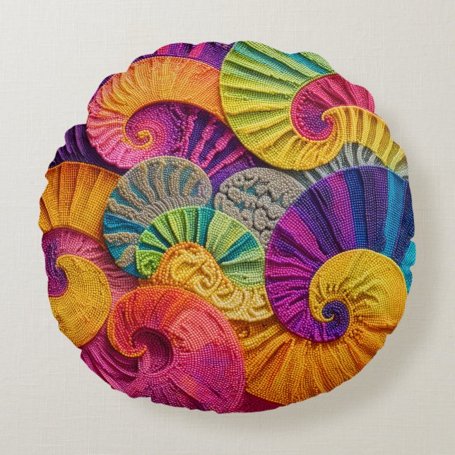 Kromatiska skal: Levande spiralmosaik Rund Kudde (Framsidan)