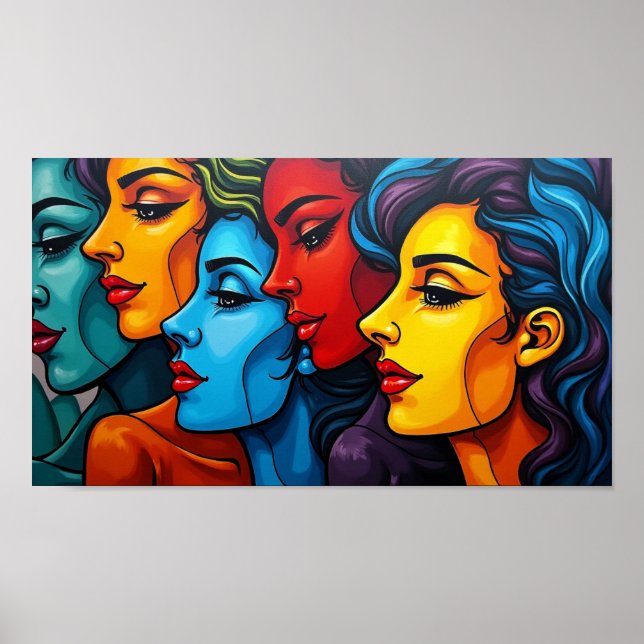 Kromatiska skönheter - Levande Pop Art Kvinnliga P Poster (Framsidan)