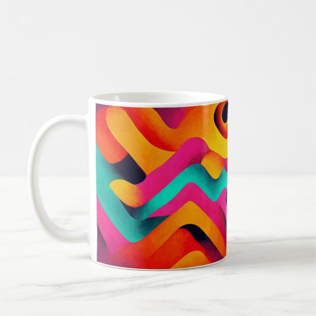 Kromatiska vågor – Abstrakt konst-mugg Kaffemugg (Vänster)