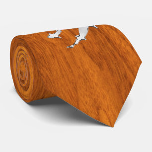 Kromdykare med hajar på Teak Veneer stil Slips