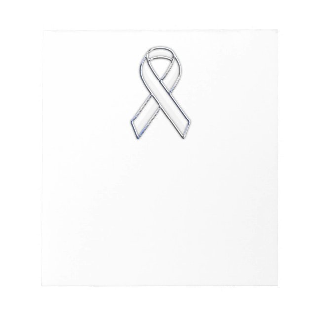 Krome Belted Stil White Ribbon Awareness Anteckningsblock (Framsida)
