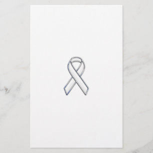 Krome Belted Stil White Ribbon Awareness Brevpapper