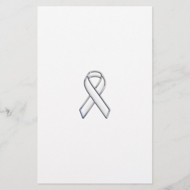 Krome Belted Stil White Ribbon Awareness Brevpapper (Framsida)