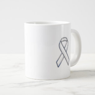 Krome Belted Stil White Ribbon Awareness Jumbo Mugg