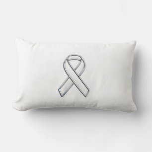 Krome Belted Stil White Ribbon Awareness Lumbarkudde