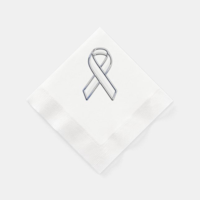 Krome Belted Stil White Ribbon Awareness Pappersservett (Hörn)