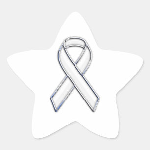 Krome Belted Stil White Ribbon Awareness Stjärnformat Klistermärke