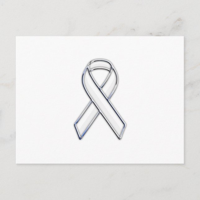 Krome Belted Stil White Ribbon Awareness Vykort (Framsida)