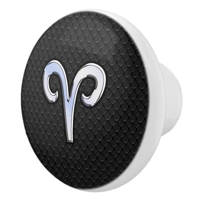 Krome like Aries Zodiac Symbol Snake Skin Stil Knopp (Höger)