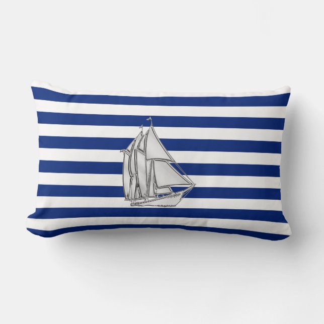 Krome Sailboat på Nautical Rand Lumbarkudde (Framsida)