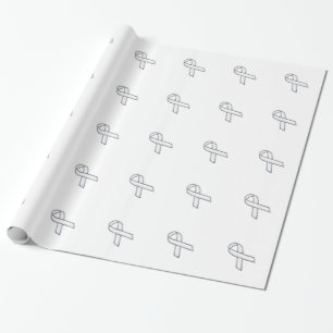 Krome-utskrift i Silver, vit bandelsmedvetenhet Presentpapper