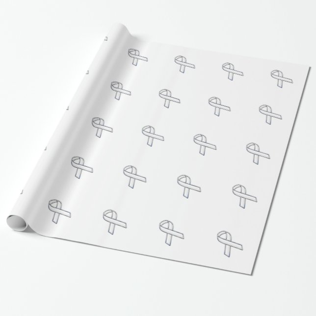 Krome-utskrift i Silver, vit bandelsmedvetenhet Presentpapper (Utrullad)