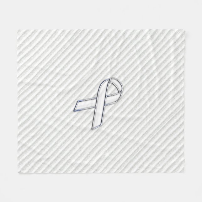 Krome White Ribbon Awareness in Granular Rand Fleecefilt (Framsidan (Horisontell))