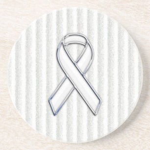 Krome White Ribbon Awareness på Lodrät Rand Underlägg