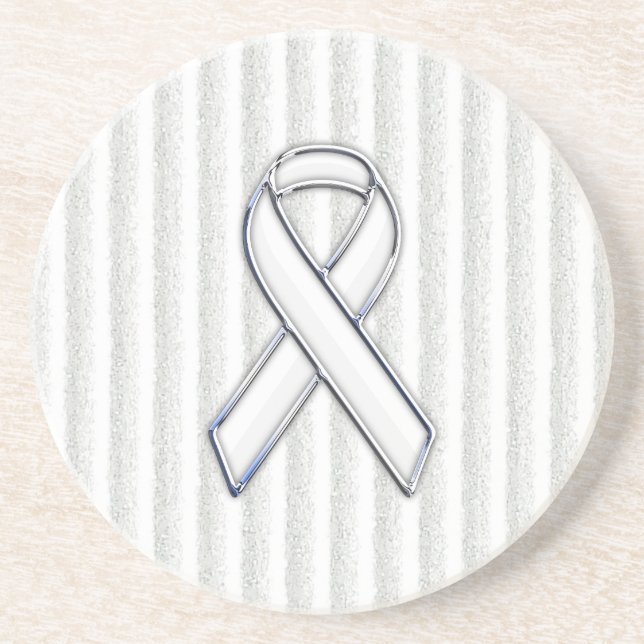 Krome White Ribbon Awareness på Lodrät Rand Underlägg (Framsidan)