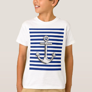Kromen ankrar på marinrandar tee shirt