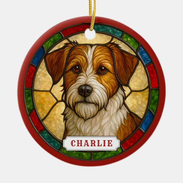 Kromfohrlander Hund Keramisk Cirkulär Ornament (Framsidan)