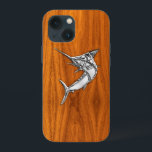 Krommarlin-fisk vid utskrift av toppventil<br><div class="desc">Ett modernt nautiskt silver-krom, som applicque stil på en teak-träskekor för en anpassningsbar telefonväska som alla på eller utanför båten kommer att njuta av. Använda länken "Be den här designern" om du vill kontakta oss med dina speciella designförfrågningar eller om du behöver hjälp med något av dina anpassningsprojektbehov.</div>