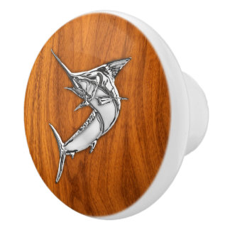 KromMarlinfisk på det Wood korntrycket för Teak Knopp