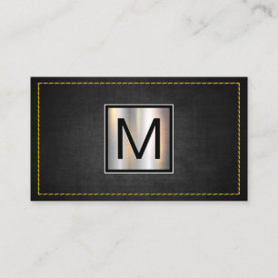 Krommetallisk Mörk Struktur Gult Stitched Visitkort