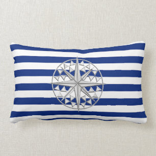 Kromnågot liknandekompass på nautiska randar lumbarkudde