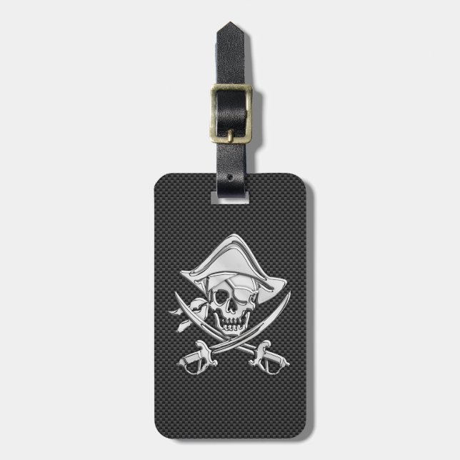 Kromnågot liknandepirat på svart kolfiber bagagebricka (Vertikal Framsida)