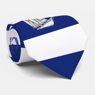 Kromsegelbåt på nautiska marinblåa randar slips