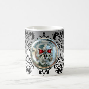 KROMSKULL RIDER VITA SVART DAMASK KAFFEMUGG