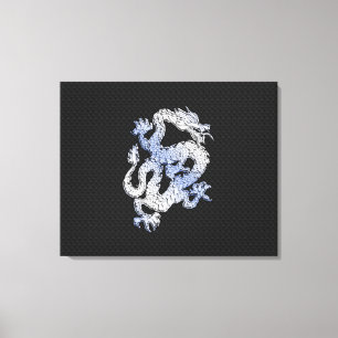 Kromstildraken på svart orm flår trycket canvastryck