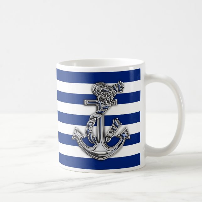 Kromstilrepet ankrar på nautiska randar kaffemugg (Höger)